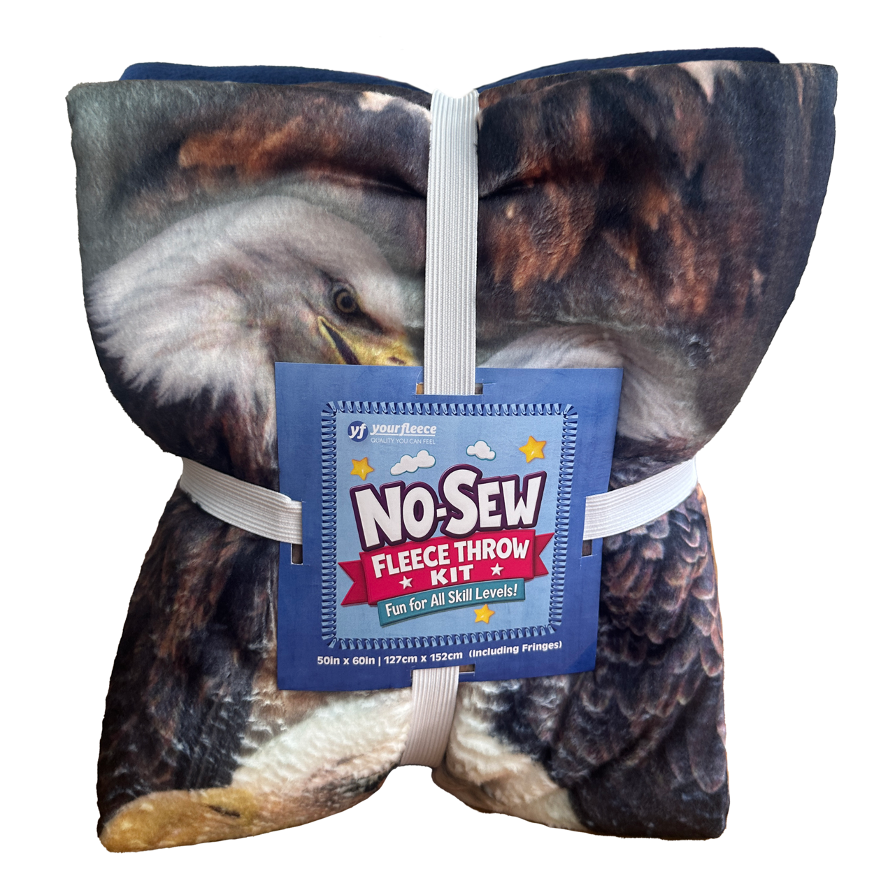Bald Eagles Silky Premium Fleece No-Sew Throw Fleece Fabric Kit